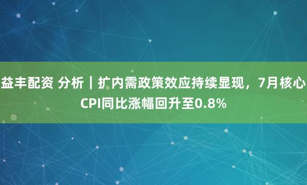益丰配资 分析｜扩内需政策效应持续显现，7月核心CPI同比涨幅回升至0.8%